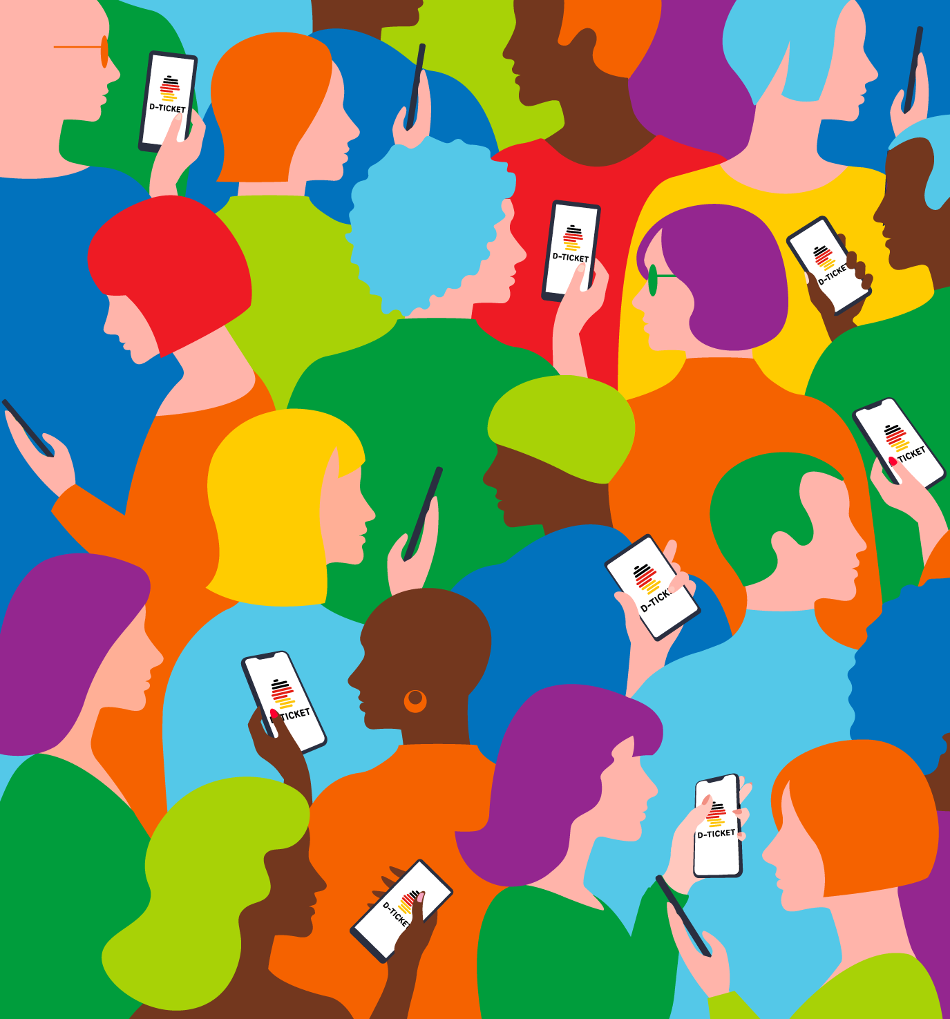 Deutschlandticket App - Karte Menschen mit Handys
